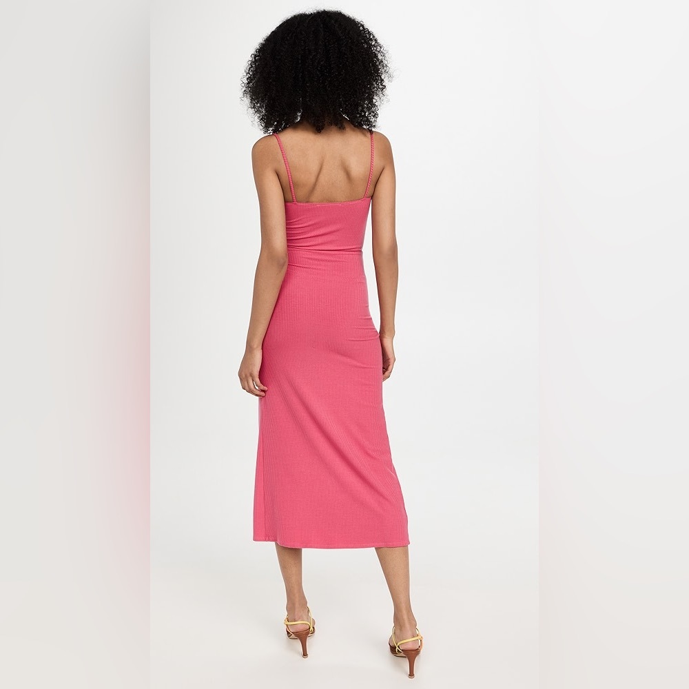 Reformation Formosa Ruched Ribbed Stretch Midi Red Dress Size Small - Picture 2 of 8